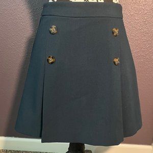 Forever 21 Pleated Teal Mini Skirt with Front Buttons